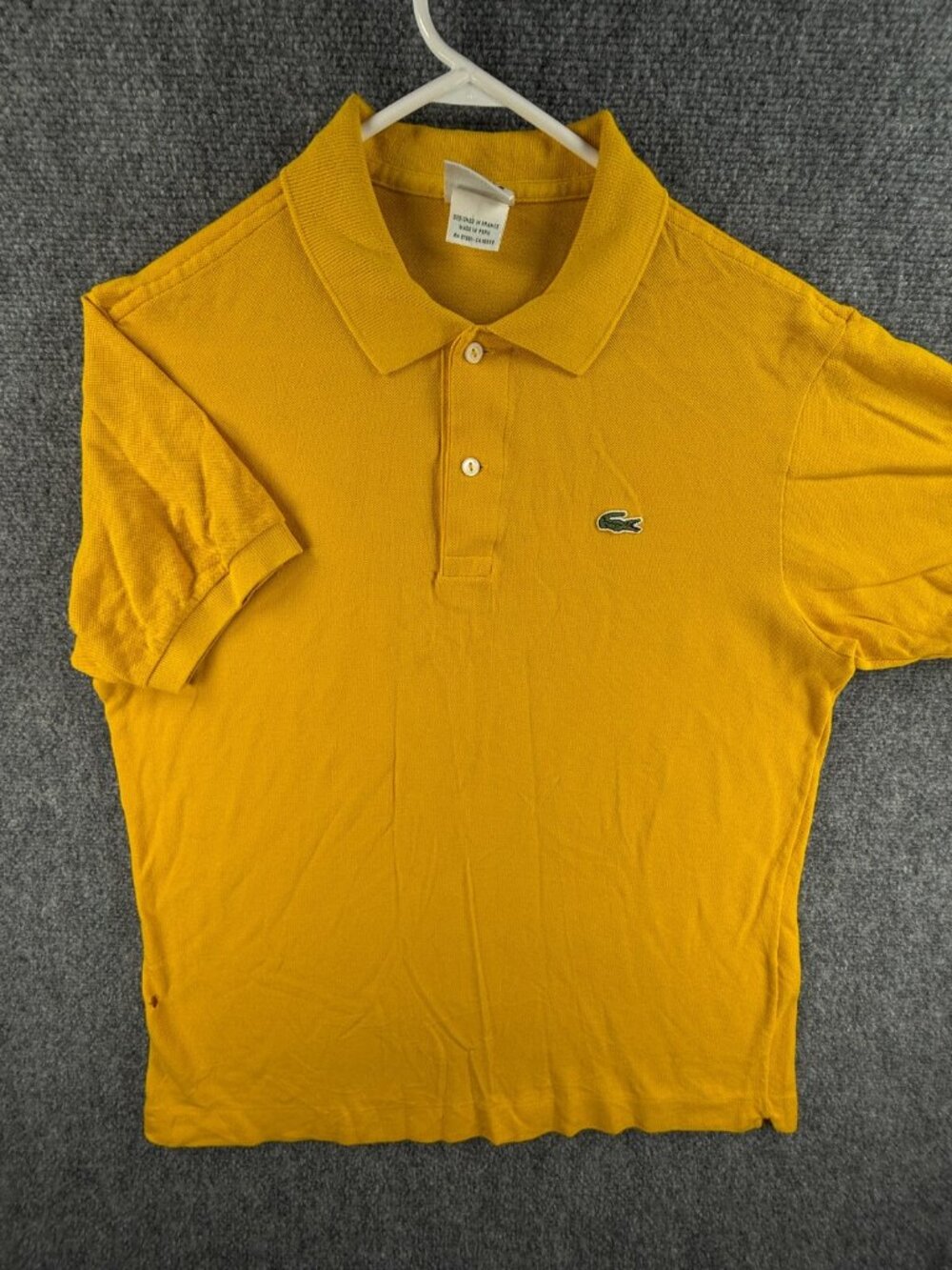 Lacoste Short Sleeve Polo Shirt Men Croc Logo Cotton Yellow Size 5 Preppy **